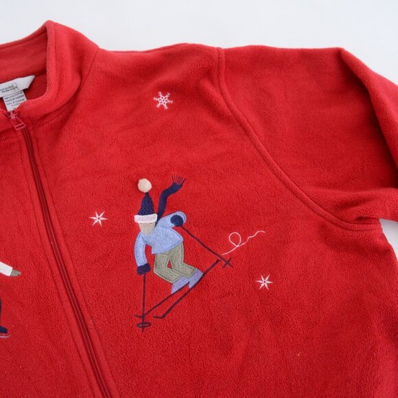 Northern Reflections Red Embroidered Skaters Winter Fleece Zip Up Sweater Xl - Picture 9 of 12
